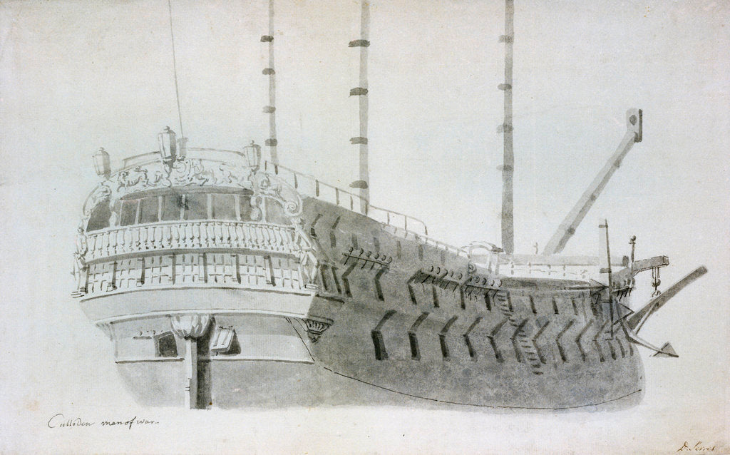 Detail of The man-of-war 'Culloden' by Dominic Serres