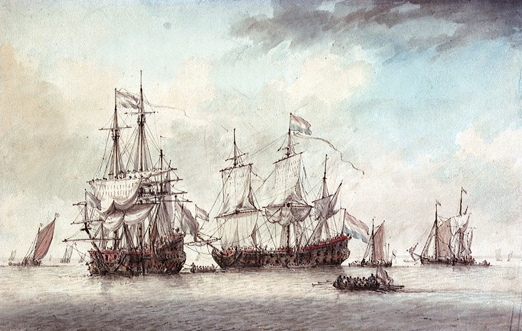 Detail of Two Dutch Flagships, early 1780s by Charles Gore