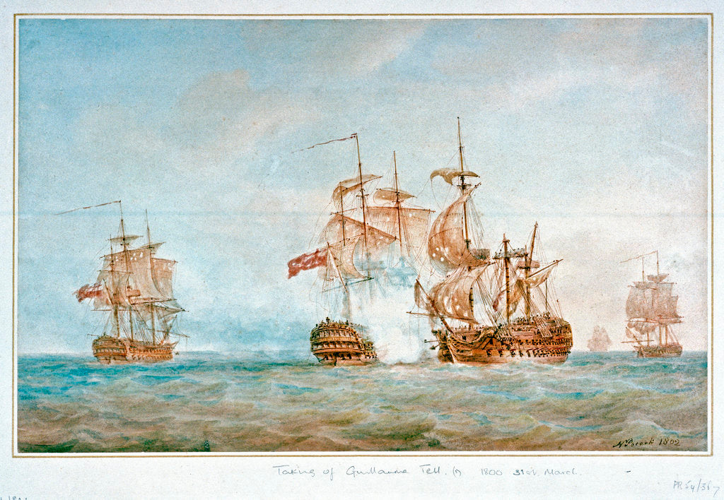 Detail of The capture of the 'Guillaume Tell', 31 March 1800 by Nicholas Pocock