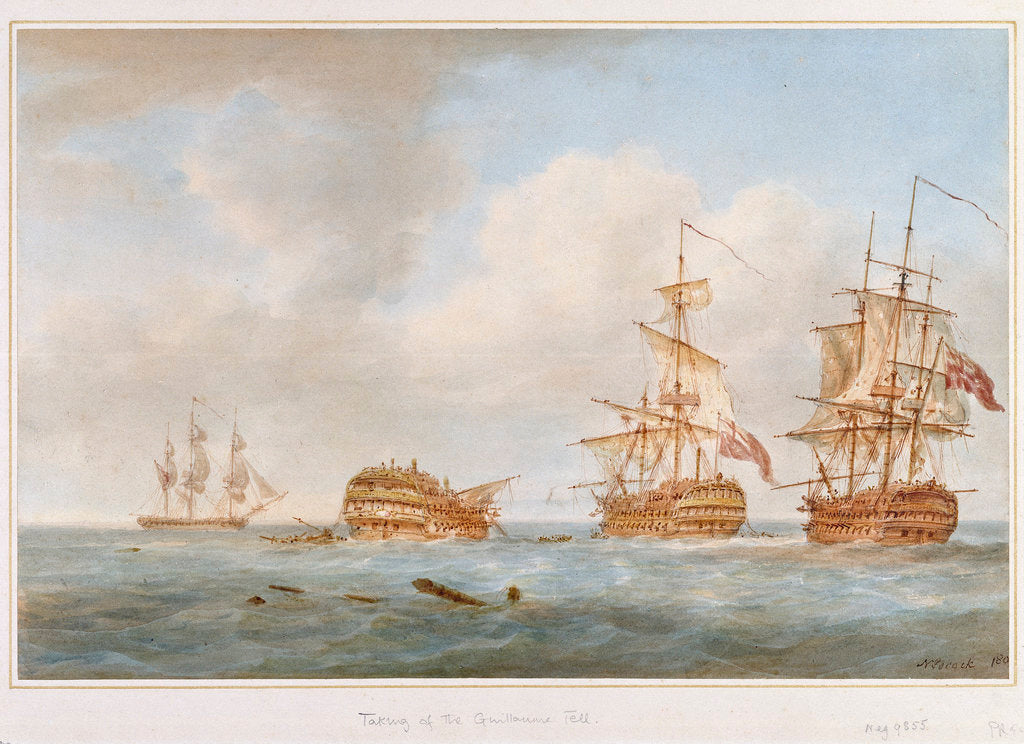 Detail of The capture of the 'Guillaume Tell', 31 March 1800 by Nicholas Pocock