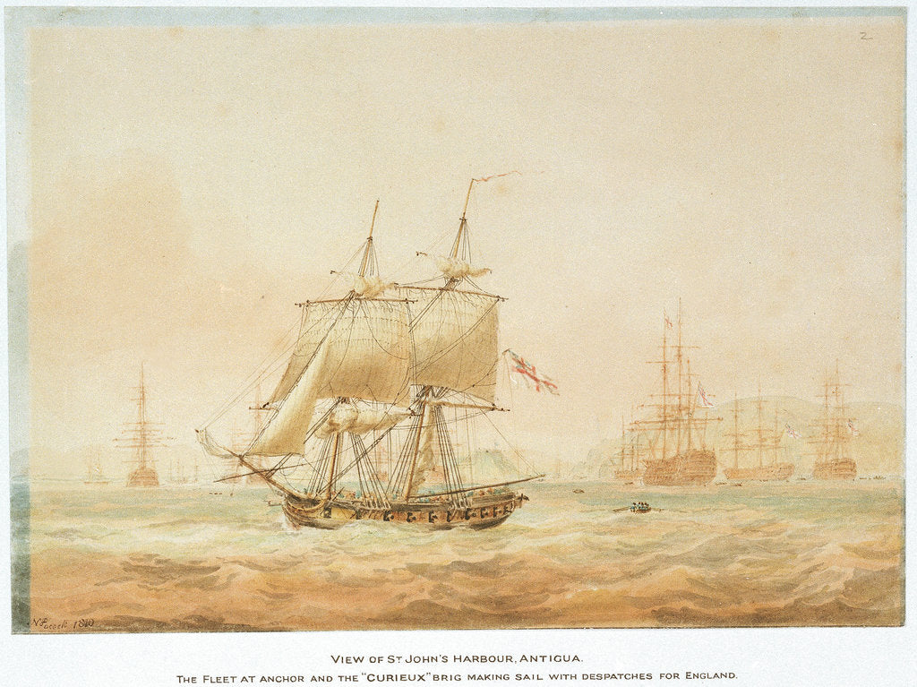 Detail of View of St John's Harbour, Antigua, 1805 by Nicholas Pocock