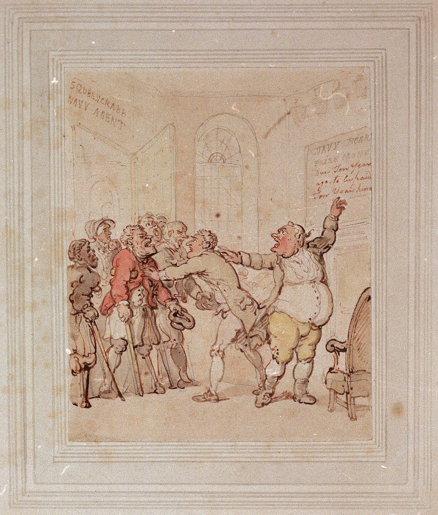 Detail of Navy agent refusing to pay prize money by Thomas Rowlandson