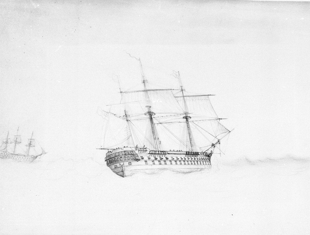 Detail of HMS 'Albion' in a gale by John 'Vallack' Tom