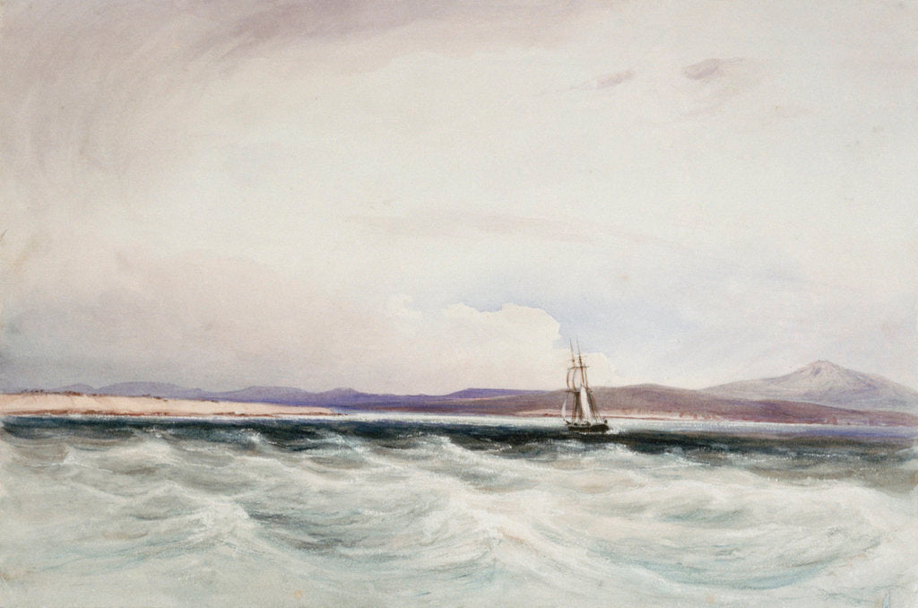 Detail of The survey ship HMS 'Beagle' running into Berkeley Sound, Falkland Islands by Conrad Martens