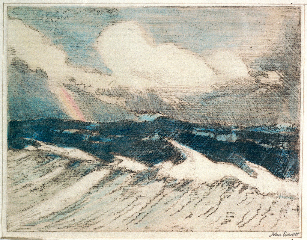 Detail of Seascape - pale blue breakers 5 'The Rainbow' by John Everett
