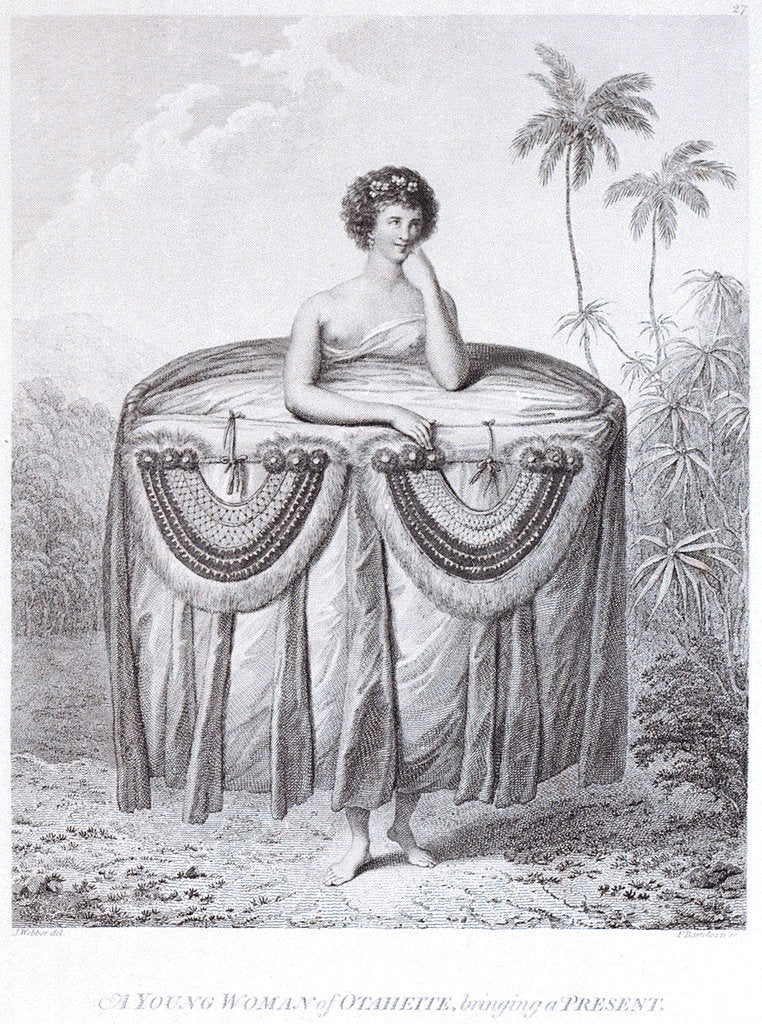 Detail of A young woman of Otaheite, bringing a present by John Webber
