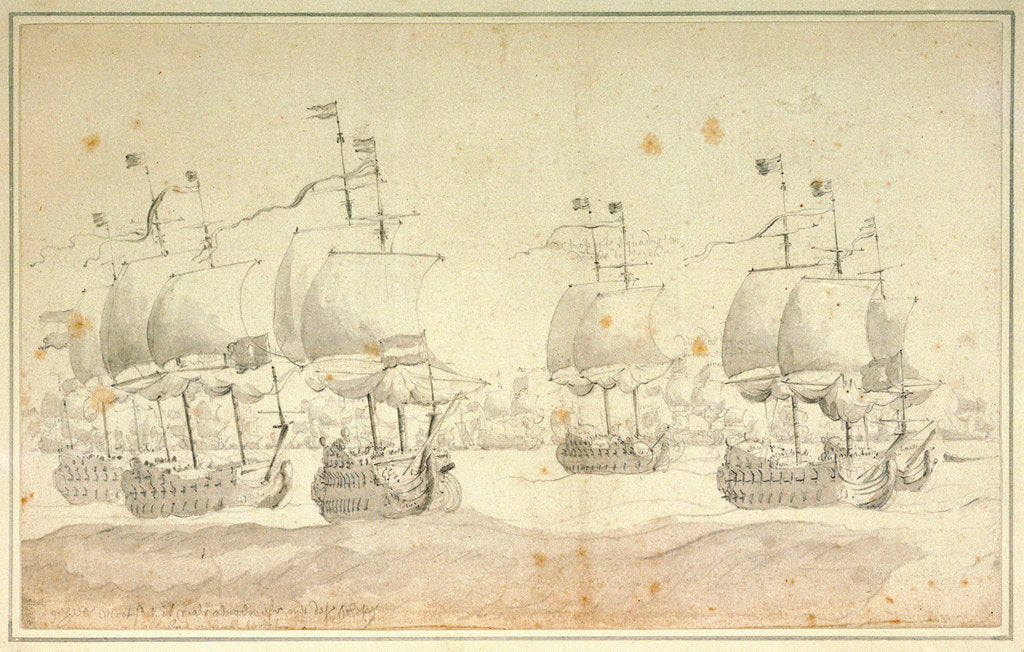 Detail of The day after the battle of Solebay, 29 May/8 June 1672 by Willem van de Velde the Elder