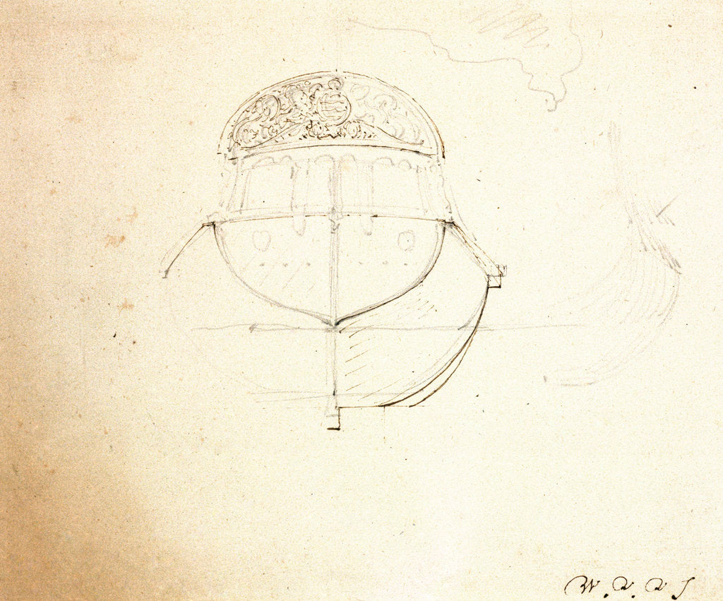 Detail of Sketch plan of the stern by Willem Van de Velde the Younger