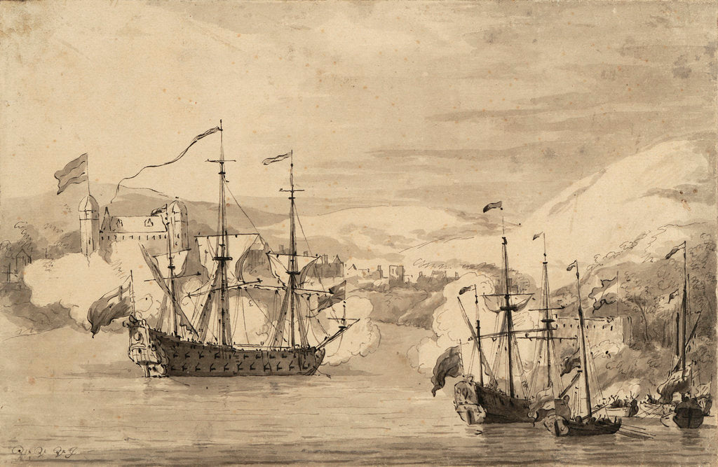 Detail of The capture of Tobago? by Willem Van de Velde the Younger