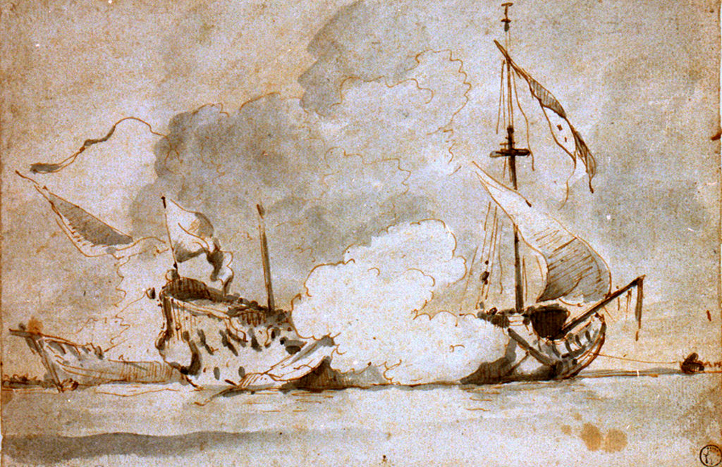 Detail of The 'Mary Rose' action, 8-18 December 1669 by Willem Van de Velde the Younger