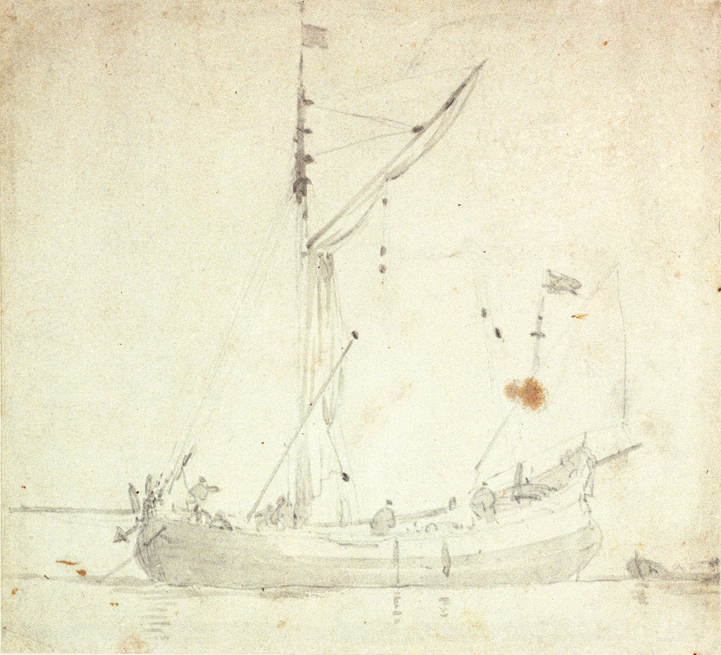 Detail of A dogger at anchor by Willem Van de Velde the Younger