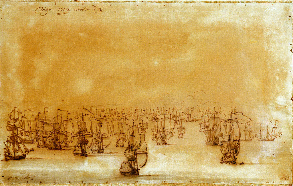 Detail of The action at Vigo from the westward by Willem Van de Velde the Younger