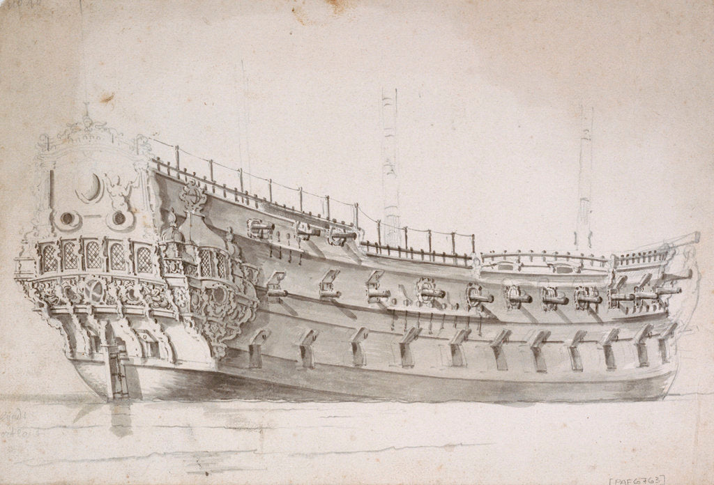 Detail of Portrait of the 'Portland' by Willem van de Velde the Elder