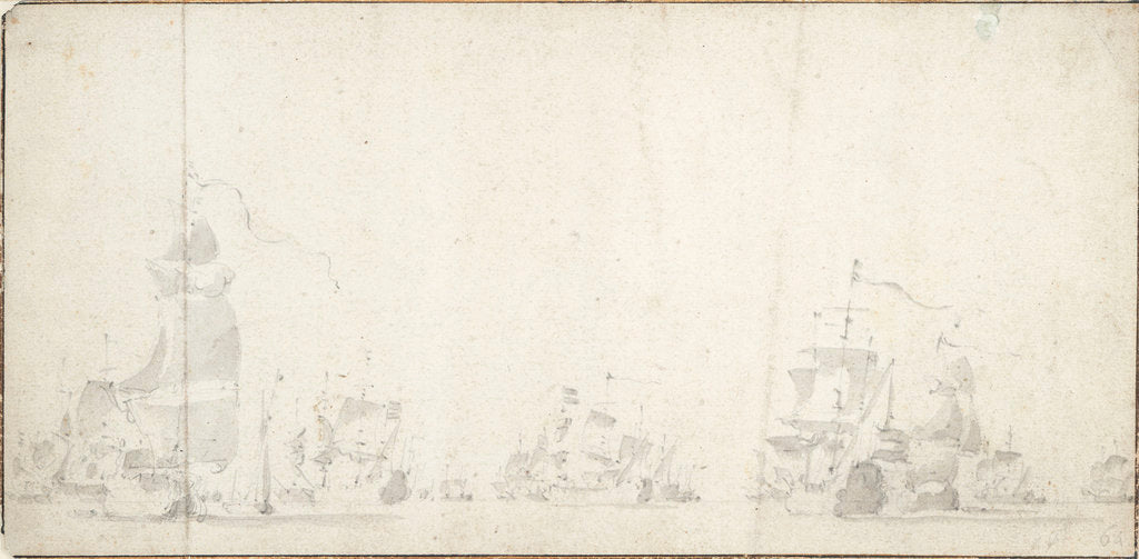 Detail of De Ruyter's voyage to Bergen, autumn 1665; the Dutch fleet lying by by Willem van de Velde the Elder