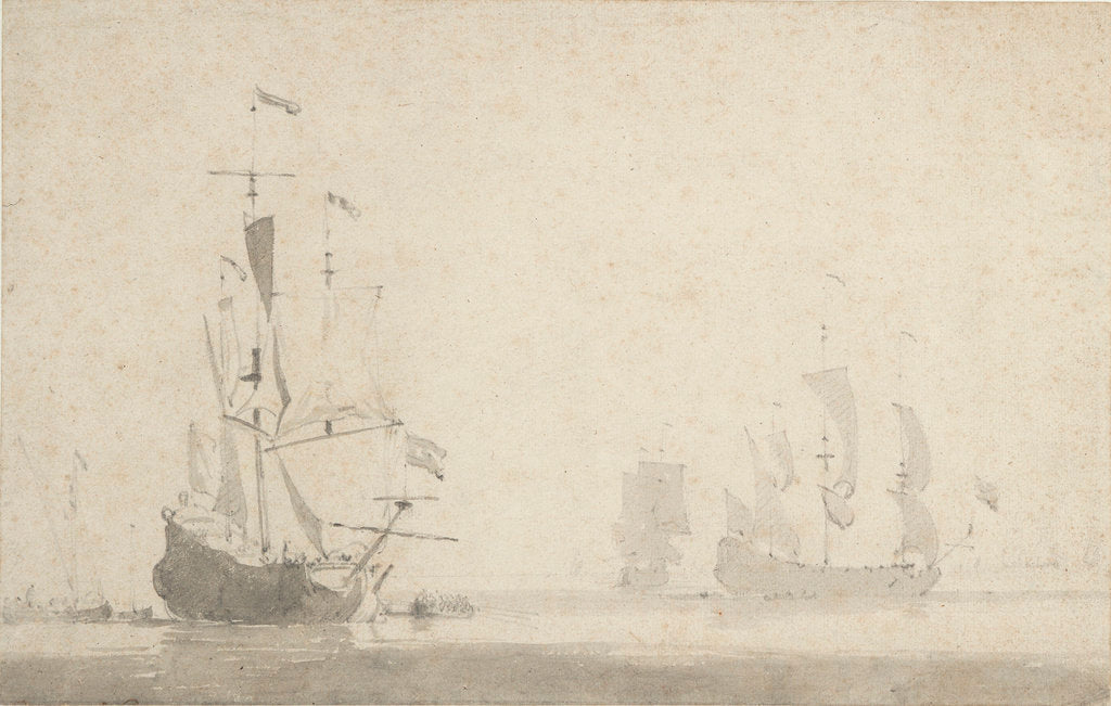 Detail of Dutch ships becalmed by Willem Van de Velde the Younger