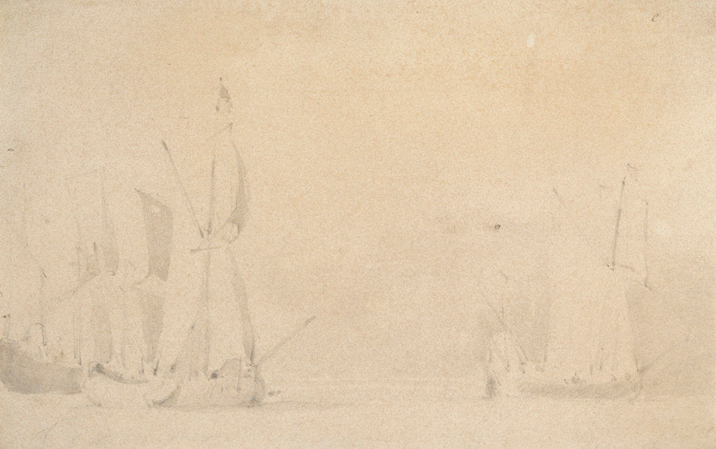 Detail of A smak and a galjoot before a light breeze by Willem Van de Velde the Younger
