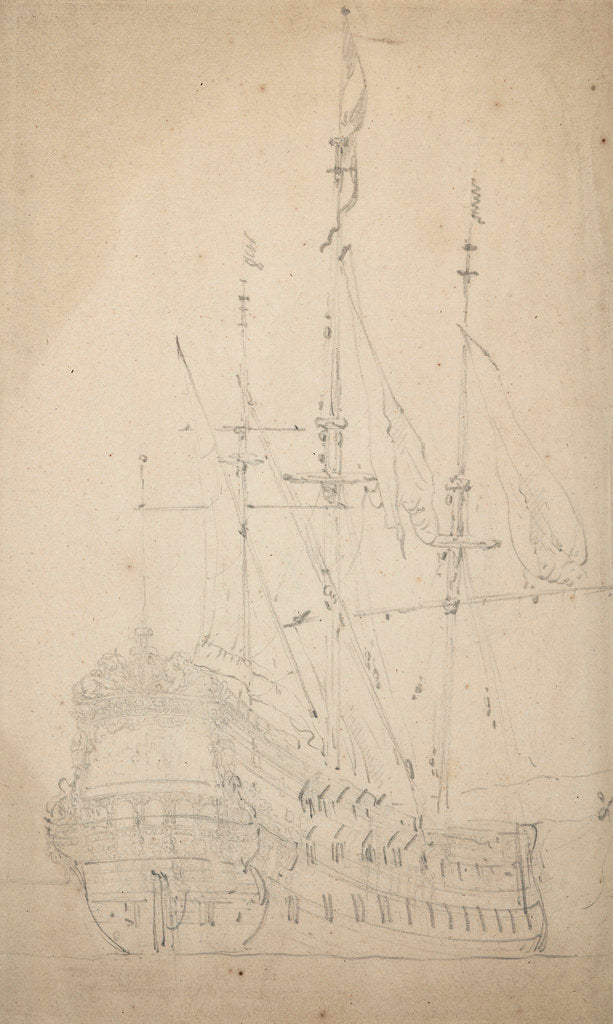 Detail of Portrait of the 'Burcht van Leiden' by Willem Van de Velde the Younger