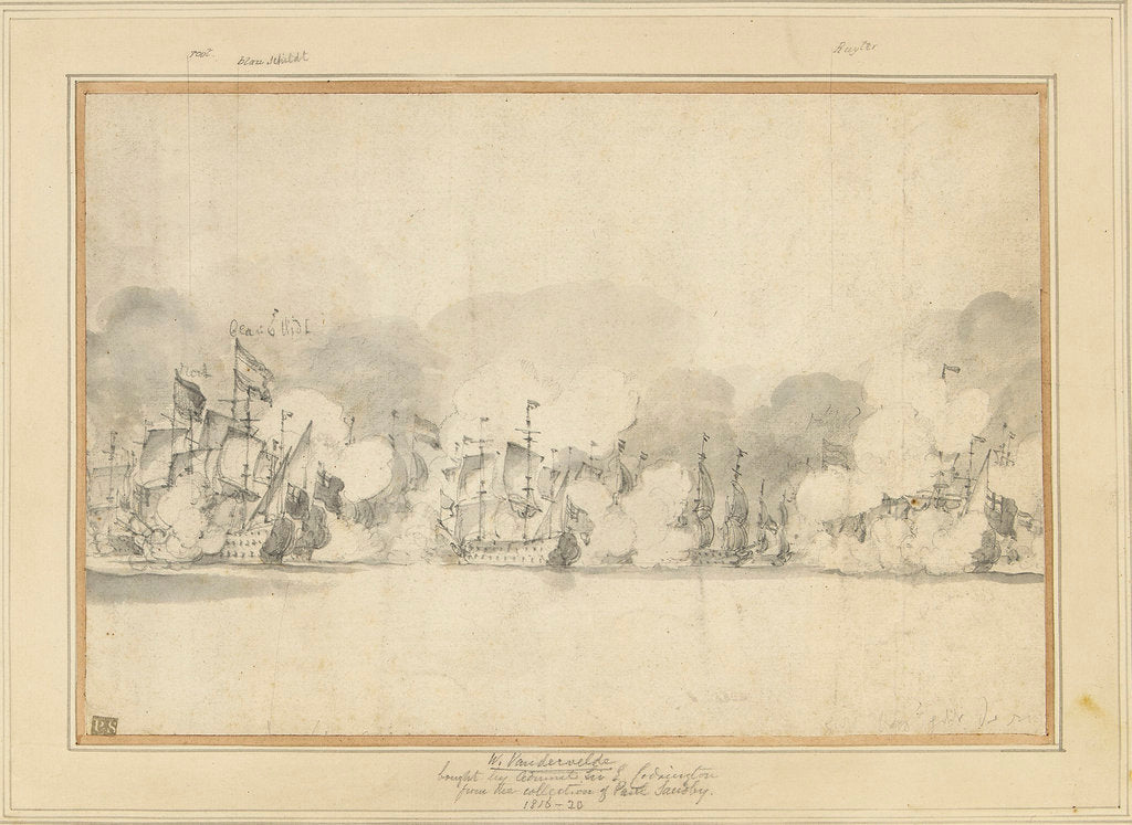 Detail of An episode in the Four Days' Battle, 1-4 June 1666 by Willem van de Velde the Elder