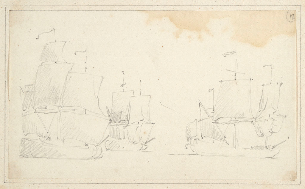 Detail of Three English ships in stays by Willem Van de Velde the Younger