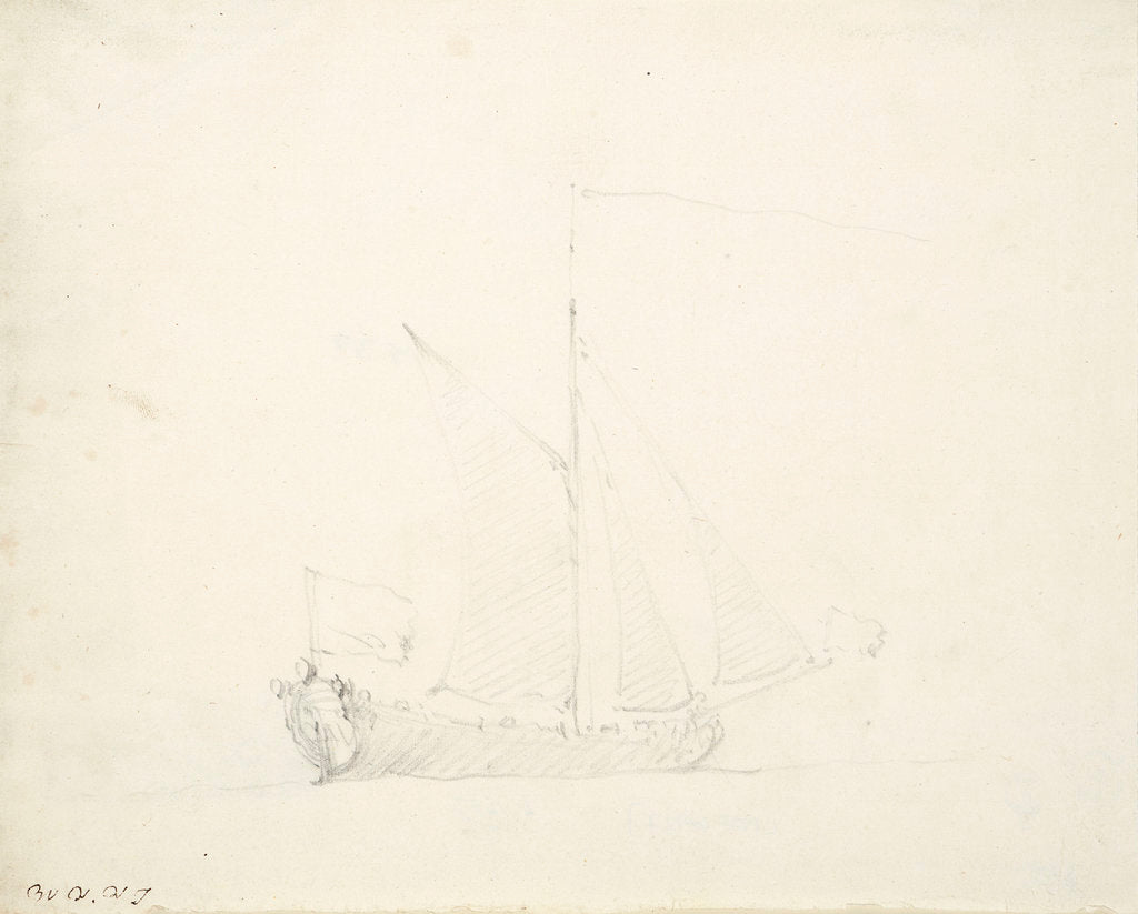 Detail of An English yacht before the wind by Willem Van de Velde the Younger