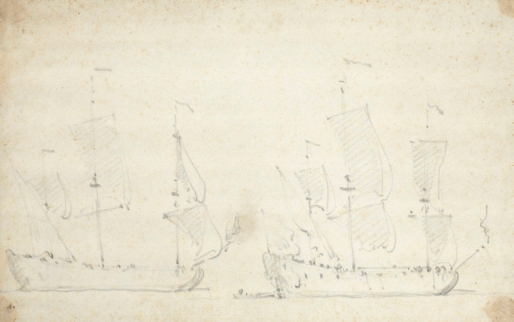 Detail of An English ship before a light breeze by Willem Van de Velde the Younger