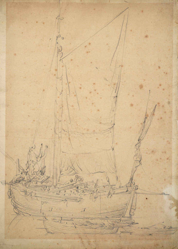 Detail of A galliot becalmed by Willem van de Velde the Elder