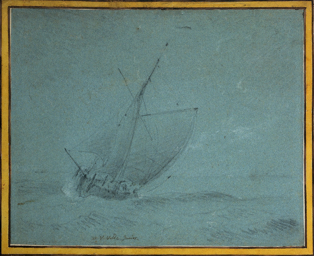 Detail of A hoy close-hauled in a strong breeze by Willem Van de Velde the Younger