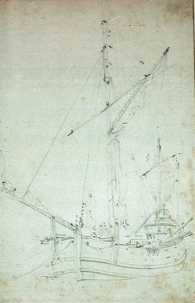Detail of A dogger at anchor by Willem Van de Velde the Younger