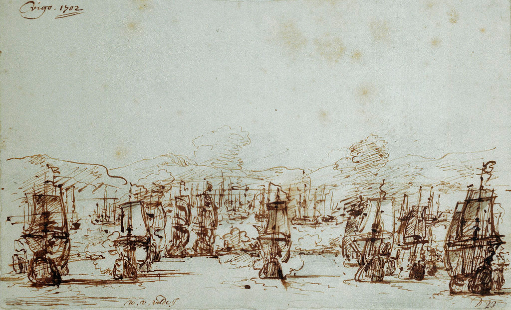 Detail of The action at Vigo, 12/23 October 1702 by Willem Van de Velde the Younger