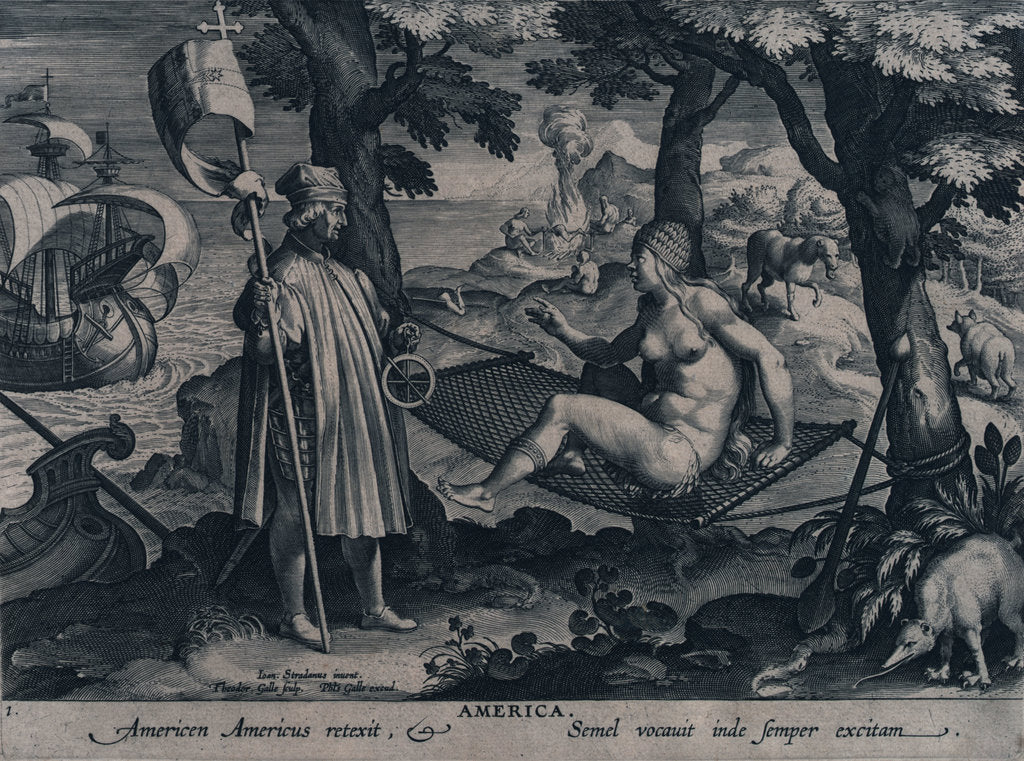 Detail of America. Americen Americus retexit, Semel vocauit inde semper exitam (the astrolabe) by Johannes Stradanus