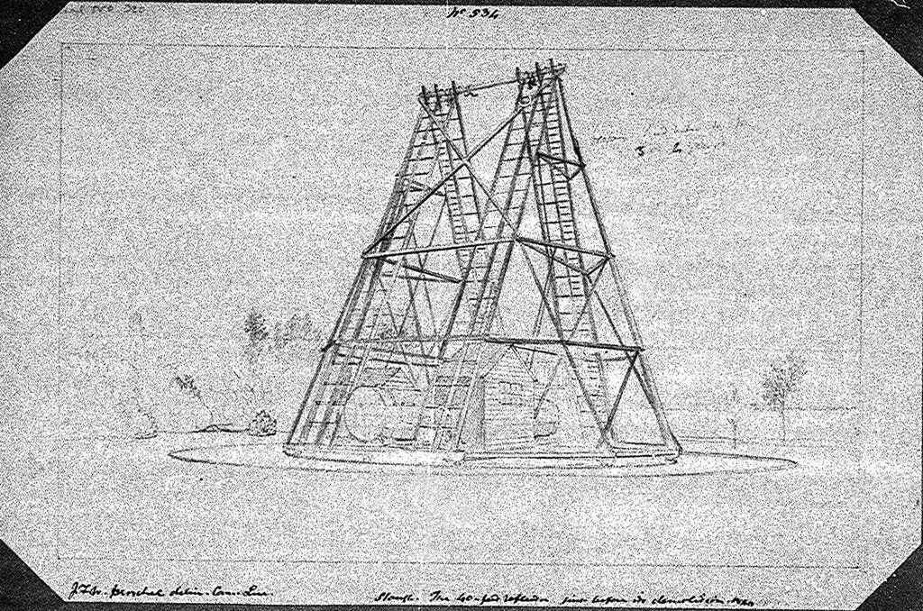 Detail of Slough. The 40ft reflector just before its demolition, 1840 by John Frederick William Herschel