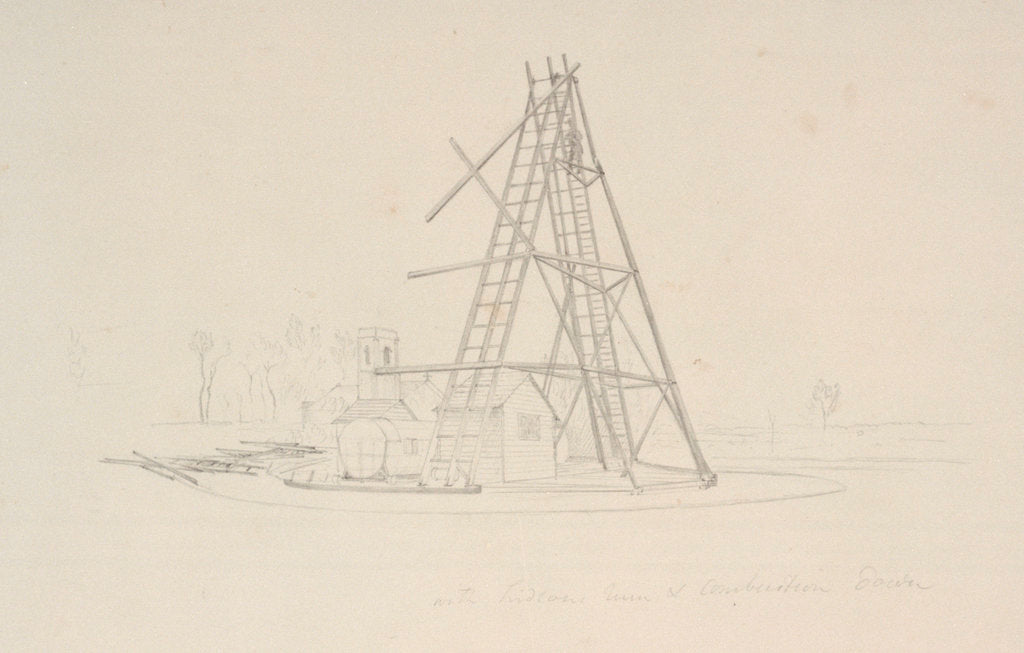 Detail of Slough. The 40ft reflector in process of demolition by John Frederick William Herschel