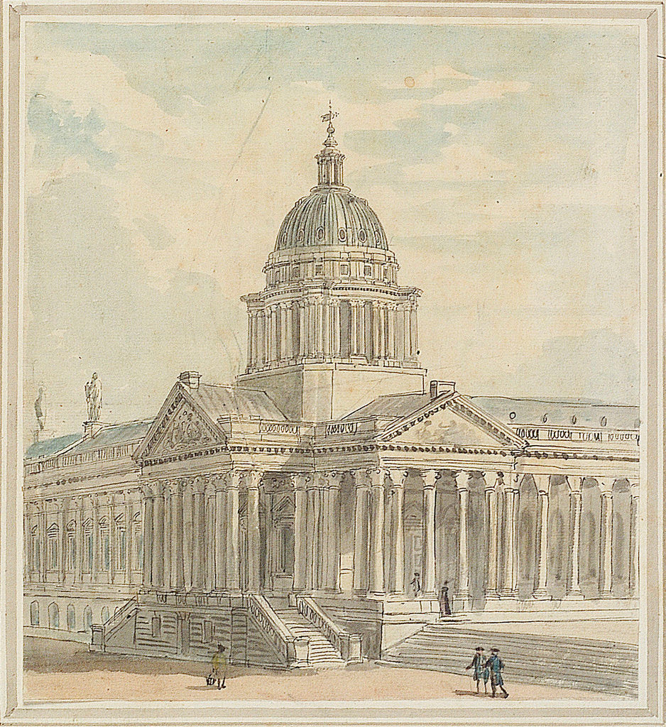 Detail of Greenwich Hospital: A design for remodelling the north-west (Chapel) corner of the Queen Mary Court by Augustus Charles Pugin