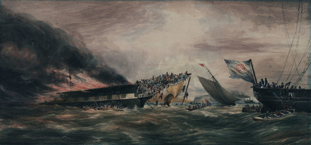 Detail of Burning of the Ocean Monarch, emigrant ship, 24 Aug 1848 by Prince de Joinville