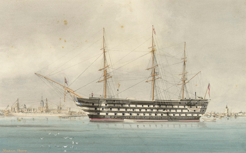 Detail of HMS 'Victory' on which Nelson died. Portsmouth by W. Mackenzie Thomson