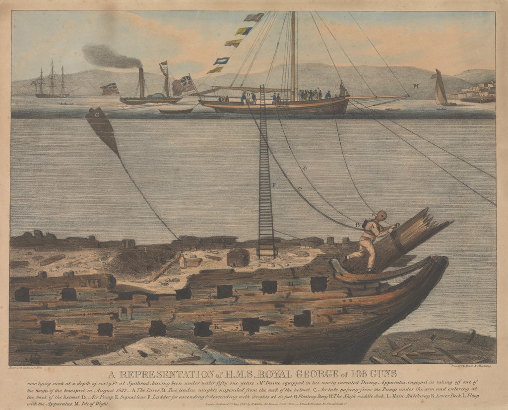 Detail of A Representation of H.M.S. Royal George by Anonymous