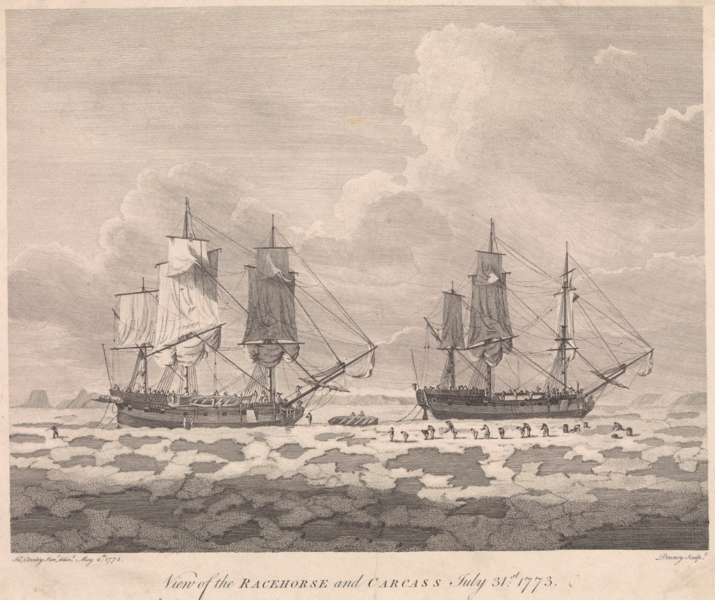 Detail of View of the 'Racehorse' and 'Carcass' July 31st 1773 by John Cleveley