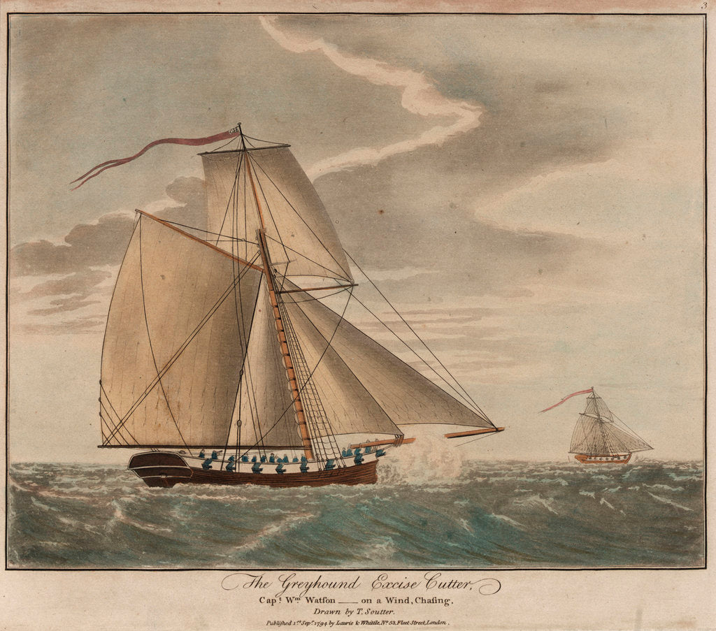 Detail of The excise cutter 'Greyhound' by T. Soutter