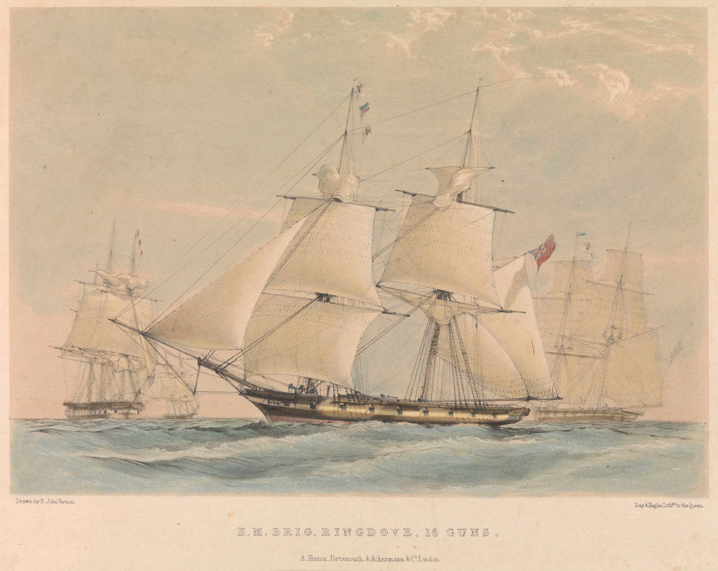 Detail of H.M. Brig 'Ringdove' 16 guns by H. John Vernon