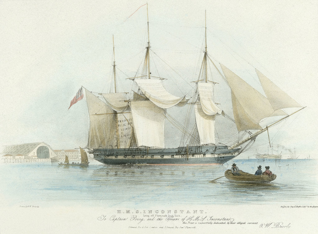 Detail of H.M.S. 'Inconstant' lying off Plymouth Dock Yard by Anonymous