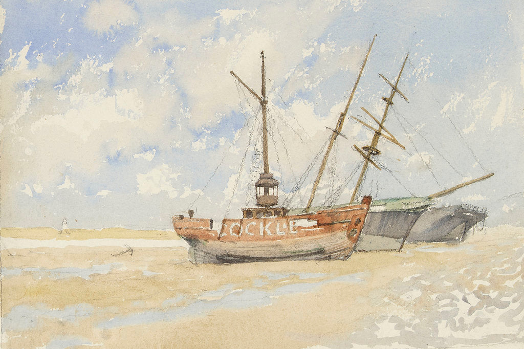 Detail of The lightship 'Cockle' near Great Yarmouth, circa 1890 by Nelson Dawson