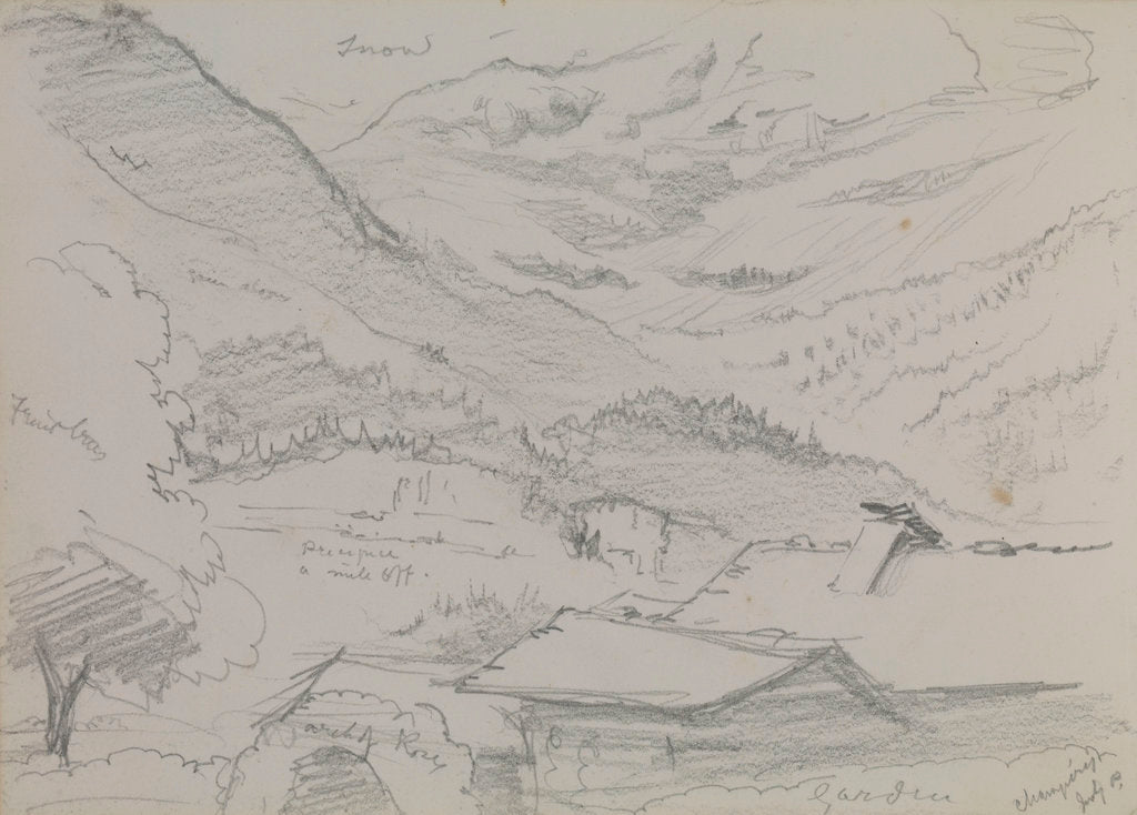 Detail of Mountainous countryside at Champery by John Brett