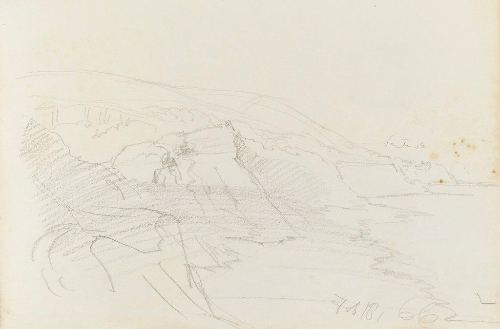 Detail of Rough sketch of a distant view of Ventnor, 18 February  1866 by John Brett