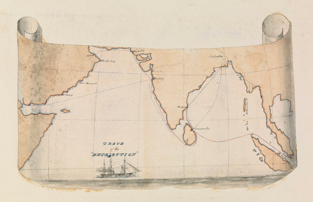 Detail of Illustrated map of the track of the 'Retribution' by Harry Edmund Edgell