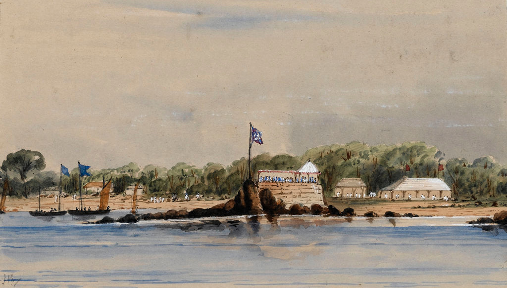 Detail of Laying the first stone of the Foul Point Lighthouse at Trincomalee, Ceylon, 1860 by Harry Edmund Edgell