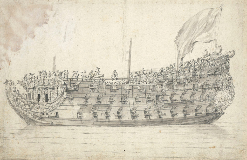 Detail of The 'St Andrew'? by Willem van de Velde the Elder