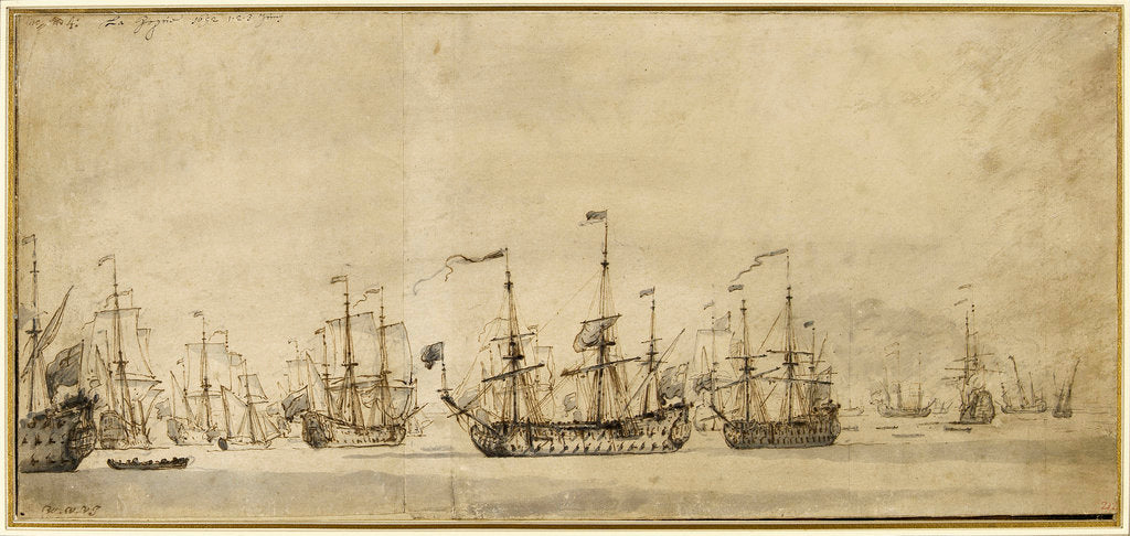 Detail of The Battle of La Hogue, 23 May/2 June 1692 by Willem Van de Velde the Younger