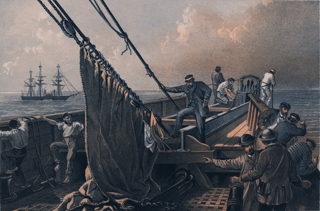 Detail of In the bows (of the 'Great Eastern') August 2nd the cable broken and lost - preparing to grapple by R. Dudley