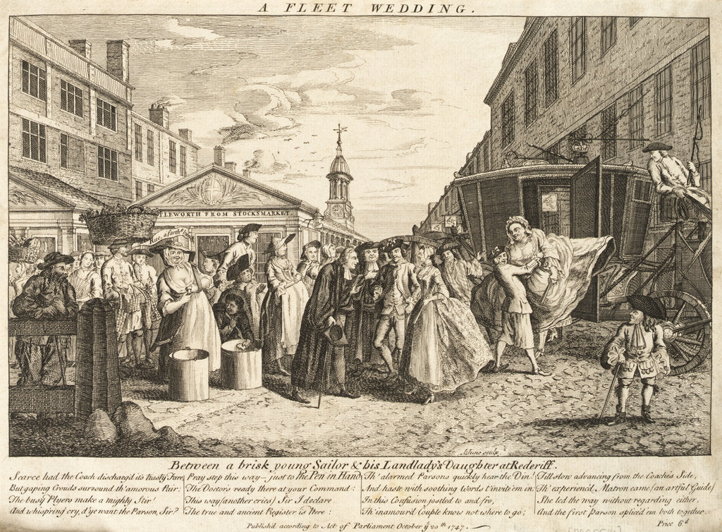 Detail of A Fleet Wedding Between a brisk young sailor & his Landlady's Daughter at Rederiff by J. June