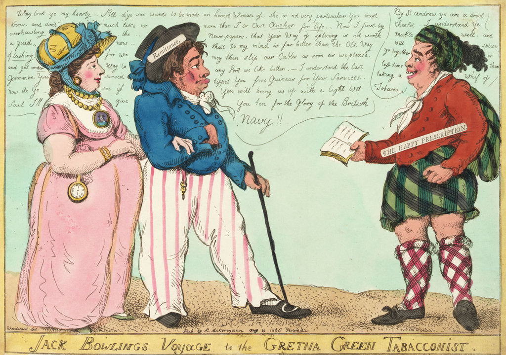 Detail of Jack Bowlings Voyage to the Gretna Green Tabacconist by George M. Woodward